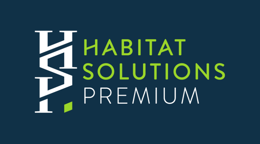 Logo avec fond bleu foncé et nom de l'entreprise habitat solutions premium